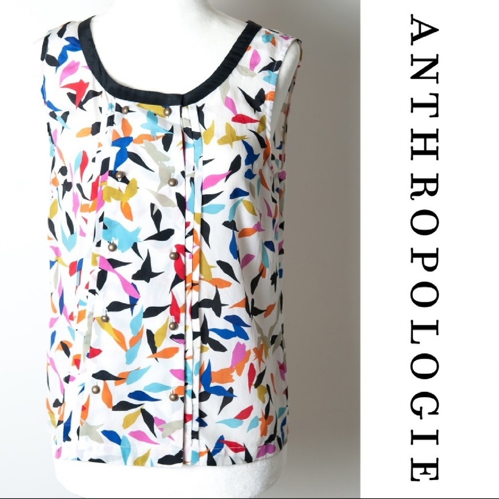 Odille Anthropologie Bird Silk Top